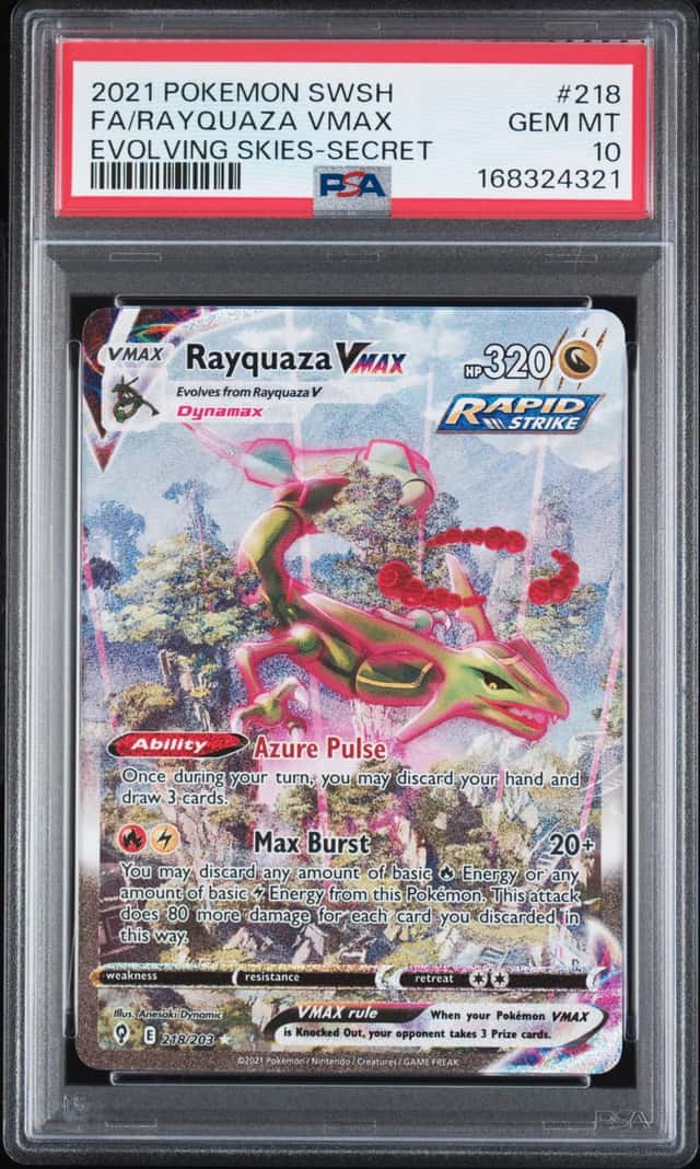2021 Pokemon SWSH Evolving Skies Rayquaza VMAX #218/203 PSA 10 GEM MINT (21)
