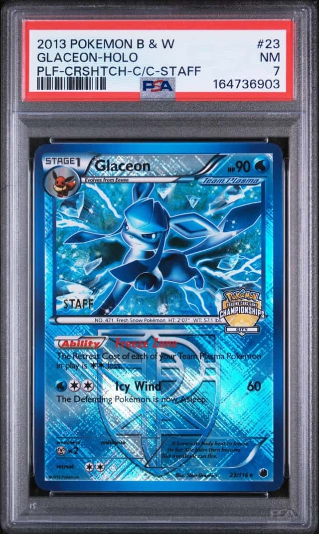 2013 POKEMON BLACK & WHITE PLASMA FREEZE #23 GLACEON-HOLO PSA 7