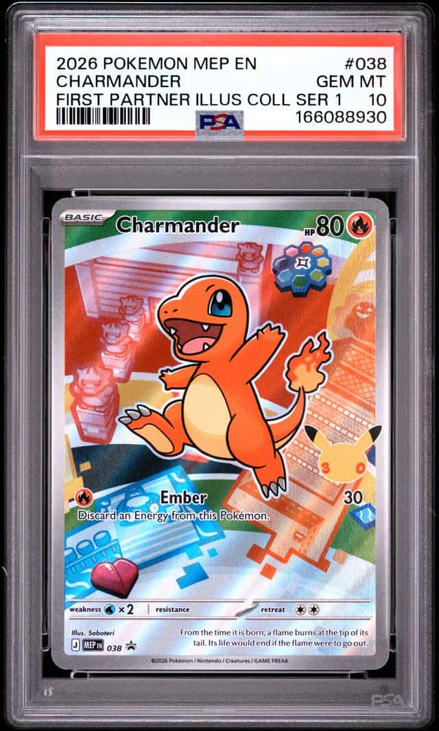 2026 Pokemon MEP Promo Charmander First Partner Illustration #038 PSA 10