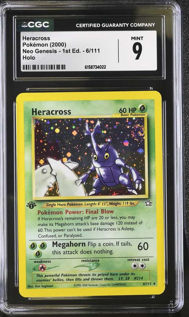 2000 Pokemon Neo Genesis 1st Edition Heracross Holo #6/111 CGC 9 MINT