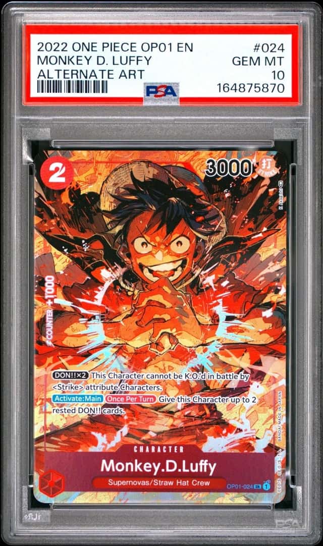 One Piece Monkey D. Luffy Op01 Romance Dawn 024 Alternate Art PSA 10 Gem Mint