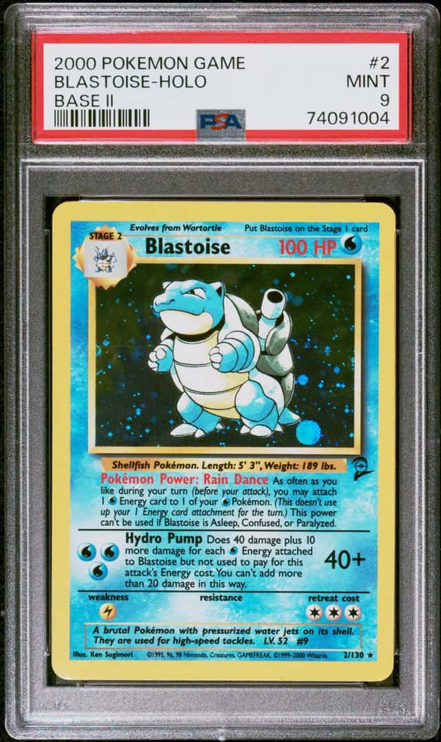 PSA 9 Pokemon Blastoise 002/102 Base Set 2 II Mint Swirl 2000