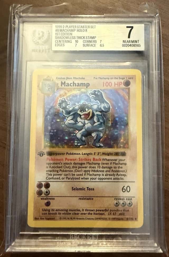 1999 Pokémon Machamp Deck Exclusives Shadowless 1st Ed Holo 8/102 English BGS 7