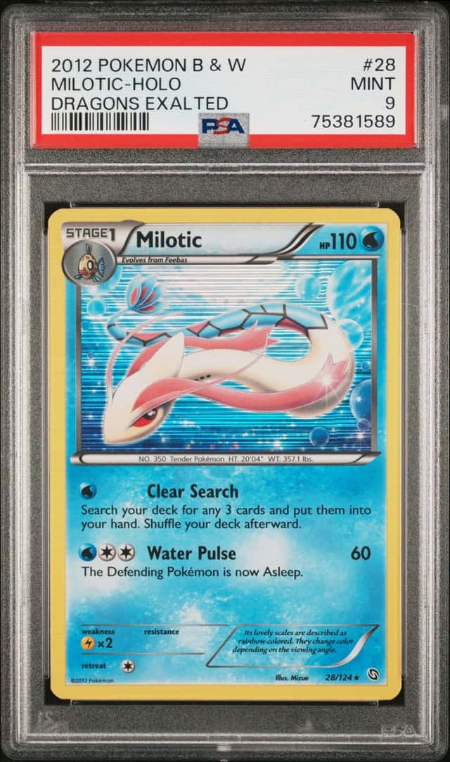 2012 Pokémon Black & White Dragons Exalted Milotic - Holo 28 PSA 9 MINT