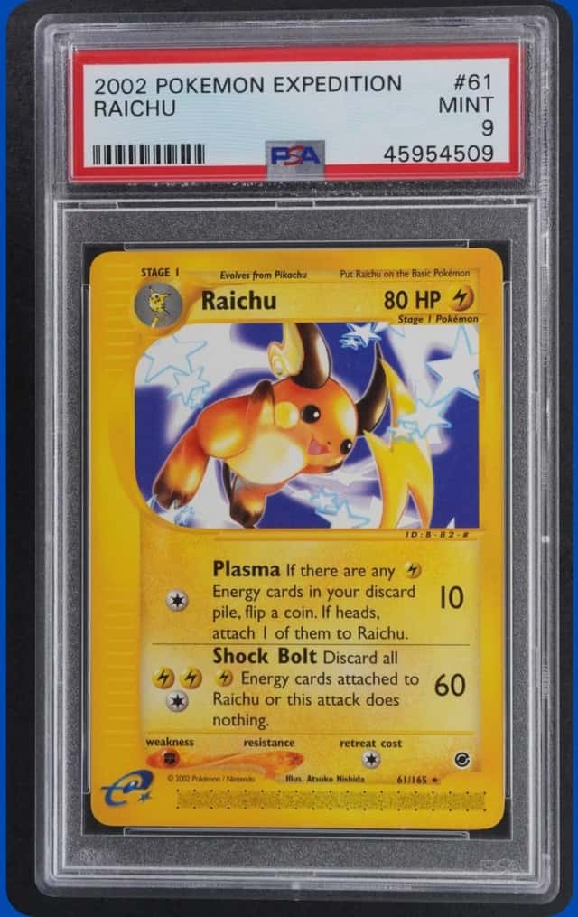 2002 POKEMON EXPEDITION SET #61/165 RAICHU RARE PSA 9