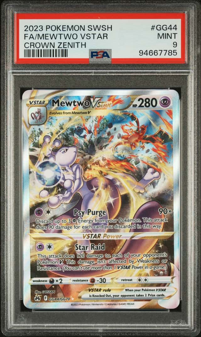 MEWTWO VSTAR 2023 POKEMON CROWN ZENITH GG44/GG70 FULL ART PSA 9 Q3963-6