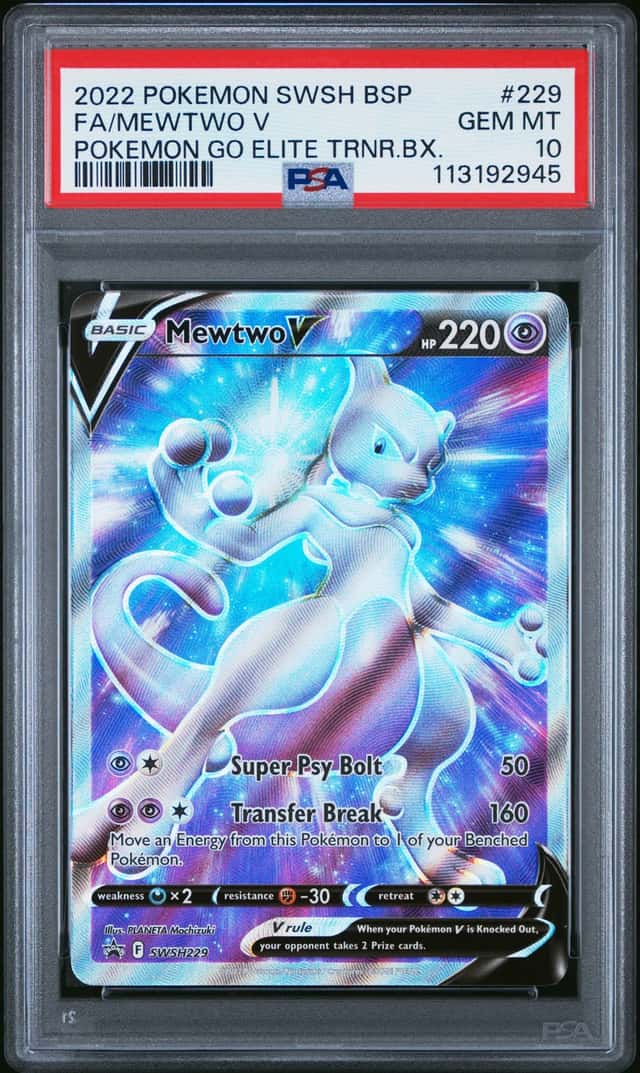MEWTWO V 2022 POKEMON GO ELITE TRAINER BOX #SWSH229 BSP FULL ART PSA 10 Q3963-6