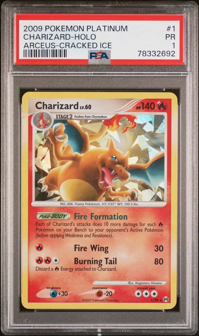 2009 POKEMON PLATINUM ARCEUS CRACKED ICE #1 CHARIZARD-HOLO PSA 1 PR
