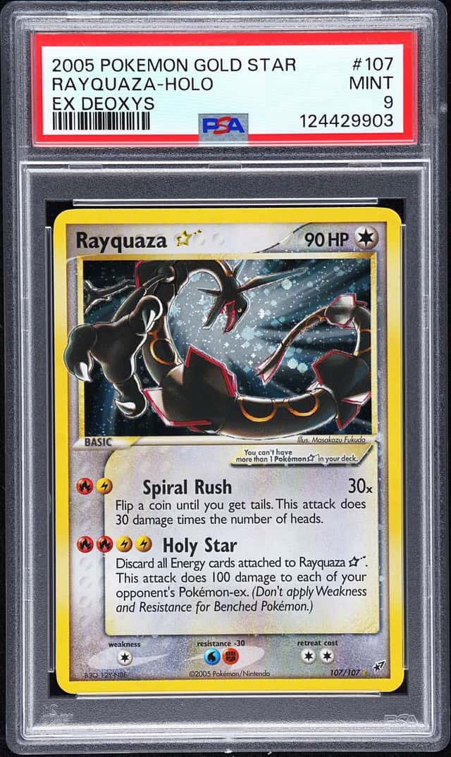 2005 Pokemon Ex Deoxys Gold Star Holo Rayquaza #107