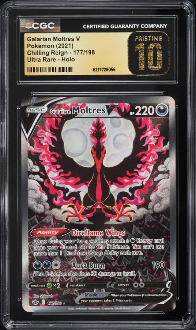 2021 Pokemon Sword & Shield Chilling Reign Alt Art Galarian Moltres V #177 CGC 10 PRISTINE