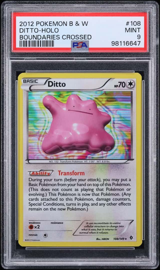 2012 Pokemon Black & White Boundaries Crossed Holo Ditto #108 PSA 9 MINT