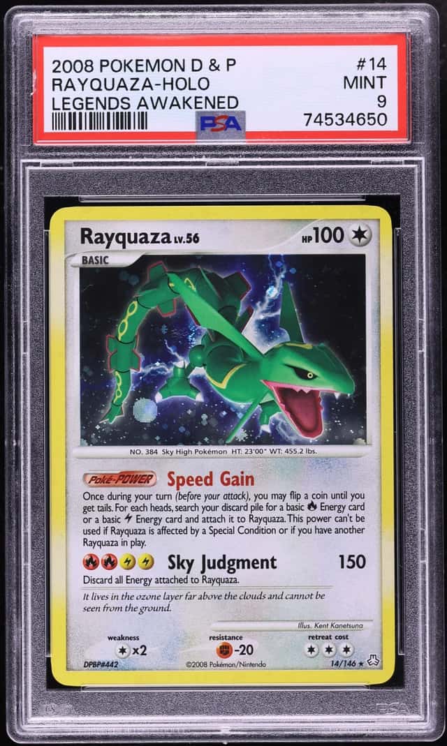 2008 Pokemon Diamond & Pearl Legends Awakened Holo Rayquaza #14 PSA 9 MINT