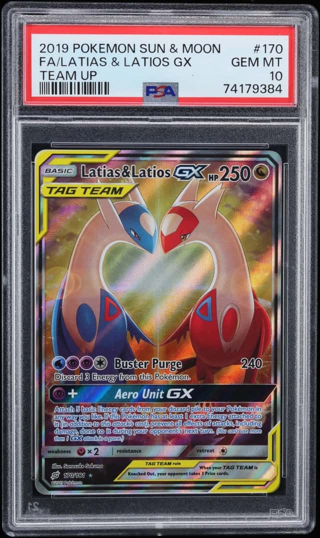 2019 Pokemon Sun & Moon Team Up Full Art Latias & Latios GX #170 PSA 10 GEM MINT