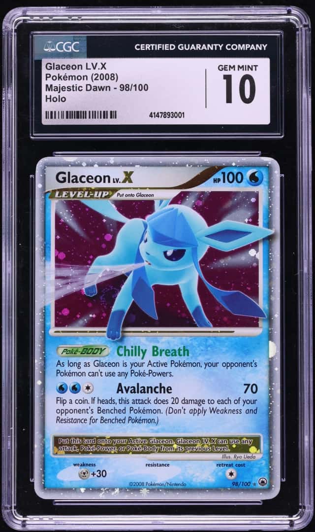 2008 Pokemon Diamond & Pearl Majestic Dawn Holo Glaceon LV.X #98 CGC 10 GEM MINT