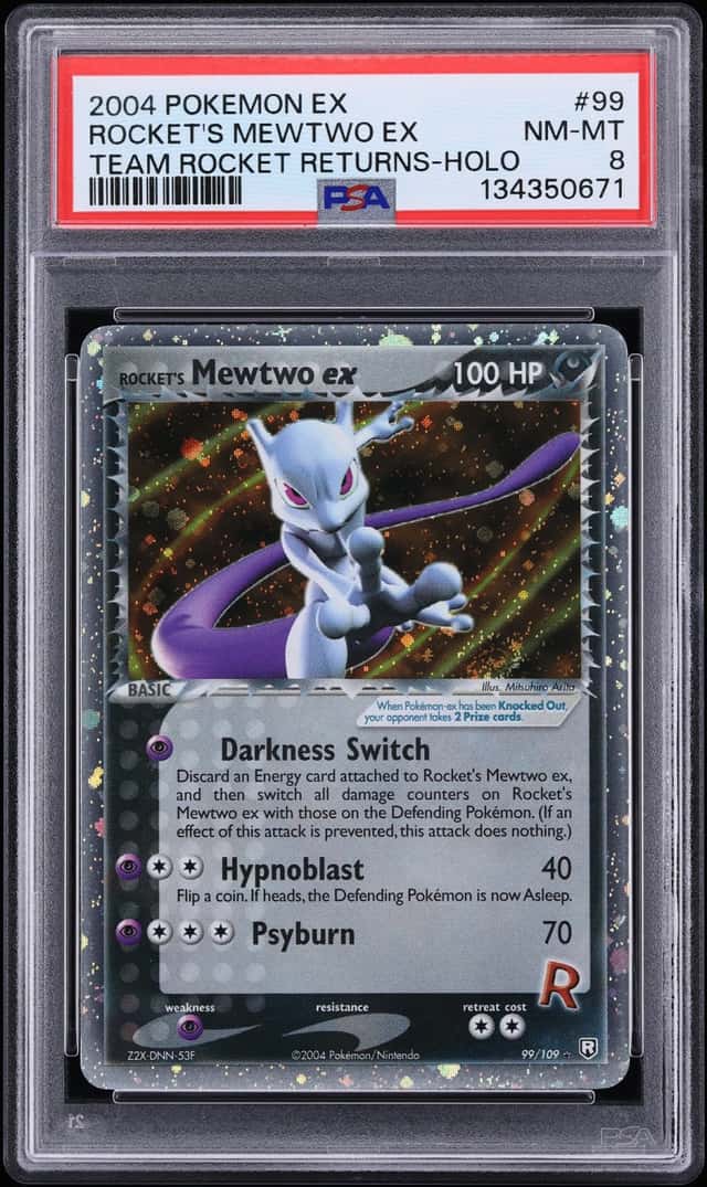 2004 Pokemon EX Team Rocket Returns Holo Rocket's Mewtwo Ex #99 PSA 8 NM-MT