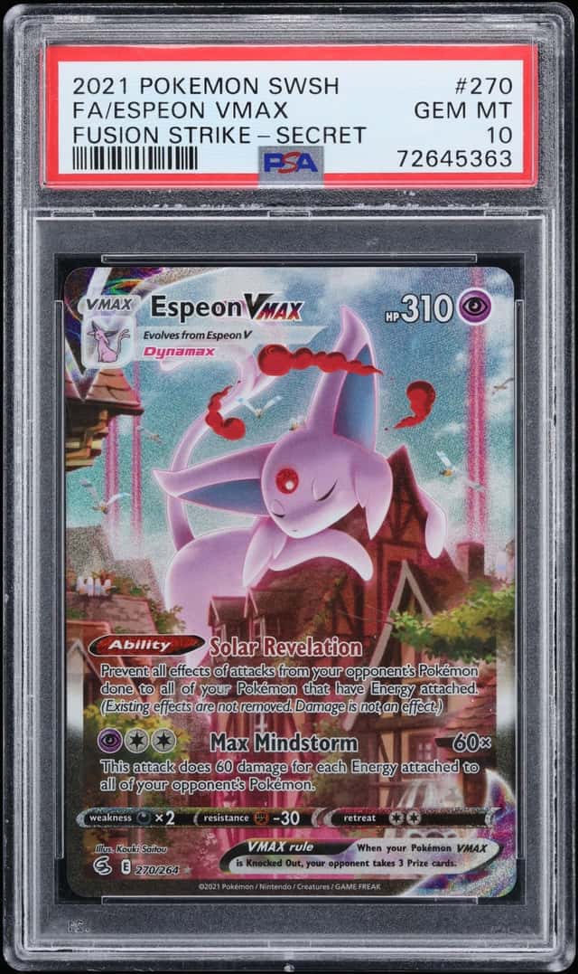 2021 Pokemon Sword & Shield Fusion Strike SEC Espeon VMAX #270 PSA 10 GEM MINT