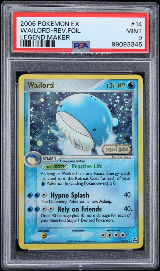 2006 Pokemon EX Legend Maker Reverse Holo Wailord #14 PSA 9 MINT