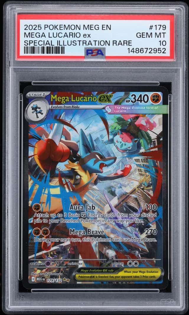 2025 Pokemon Mega Evolution SIR Mega Lucario Ex #179 PSA 10 GEM MINT