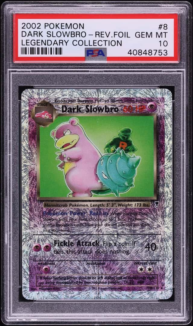 2002 Pokemon Legendary Collection Reverse Holo Dark Slowbro #8 PSA 10 GEM MINT