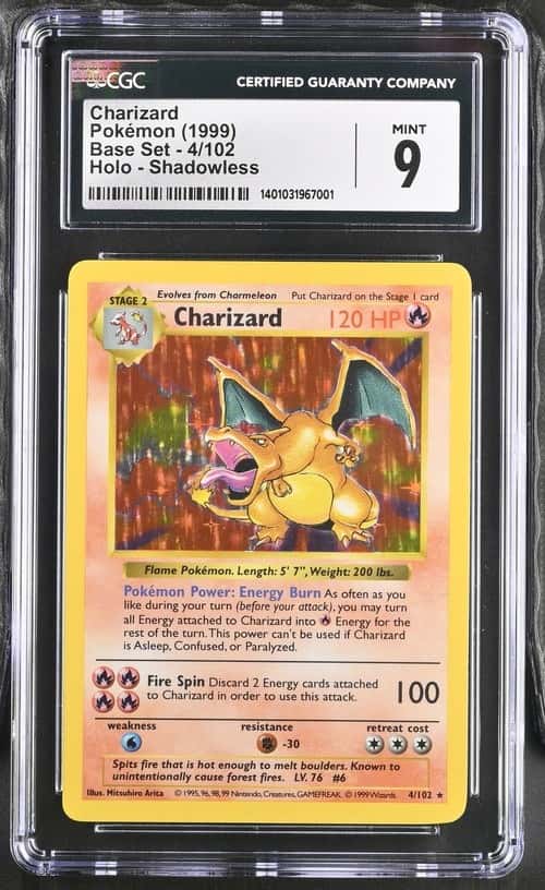 1999 Pokemon Base Set Shadowless Holo Charizard #4 CGC 9 MINT