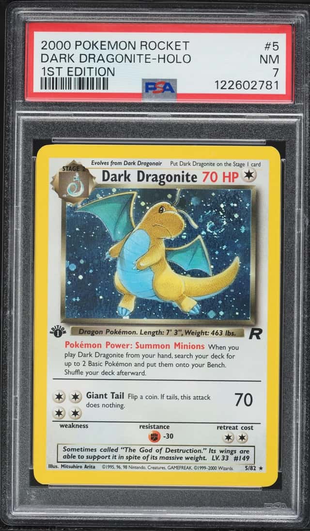 2000 Pokemon Team Rocket 1st Edition Holo Dark Dragonite #5 PSA 7 NRMT