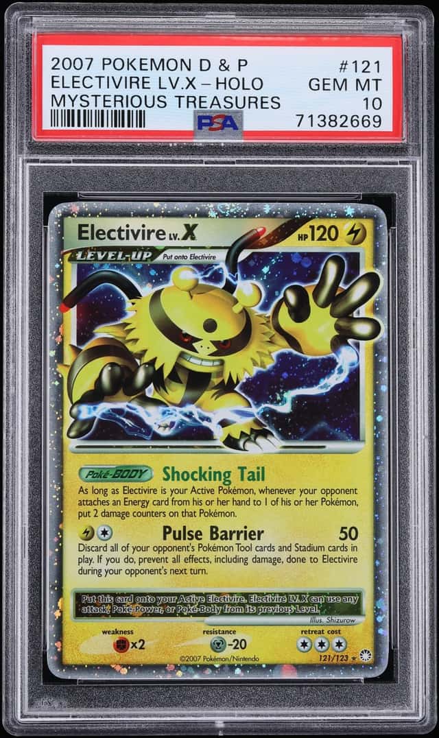 2007 Pokemon Diamond & Pearl Mysterious Treasures Holo Electivire LV.X #121 PSA 10 GEM MINT