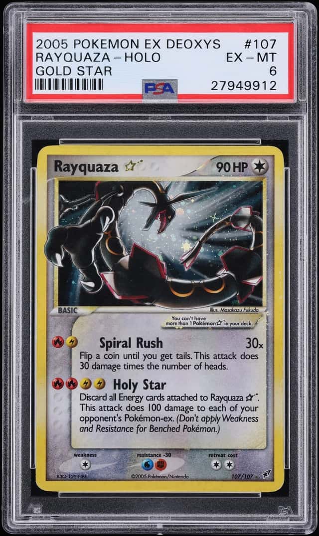 2005 Pokemon EX Deoxys Holo Rayquaza Gold Star #107 PSA 6 EXMT
