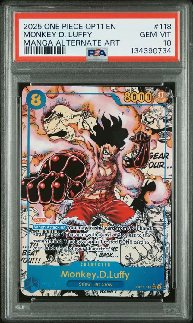  ONE PIECE MONKEY D. LUFFY 2025 A FIST OF DIVINE SPEED #118 MANGA ALT ART PSA 10