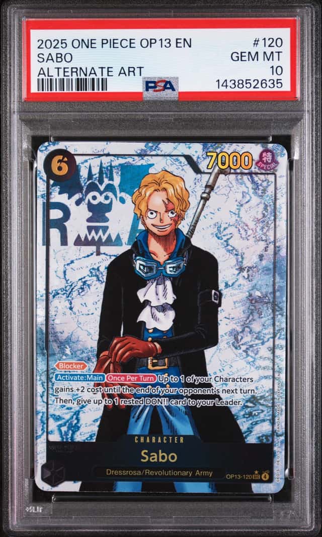 Bandai One Piece Card Game Sabo OP13-120 Alternate Art PSA 10 OPTCG