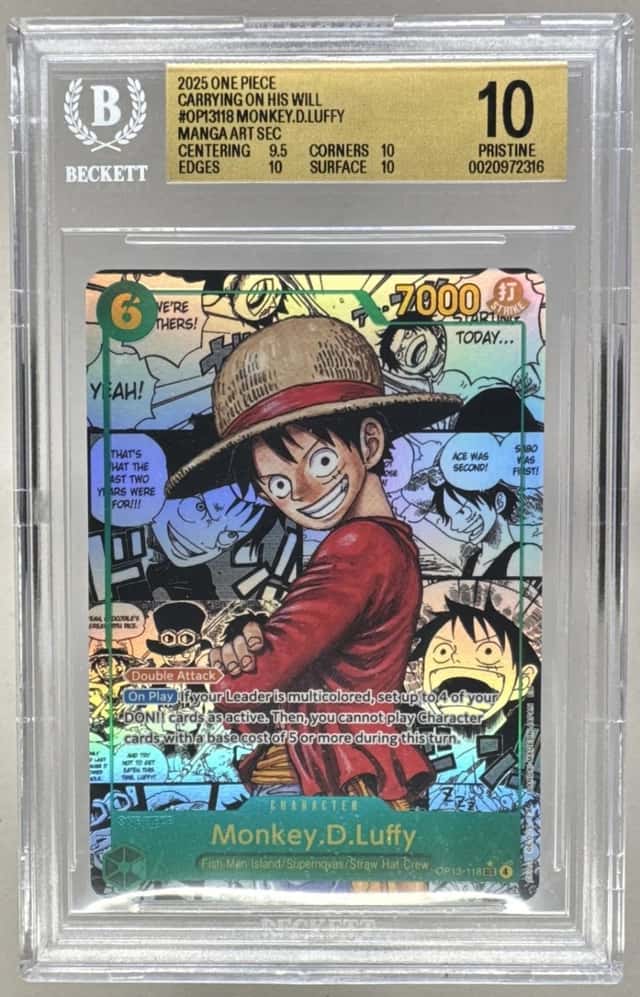 Monkey D. Luffy 2025 One Piece Carrying On His Will #OP13-118 Manga Art BGS 10
