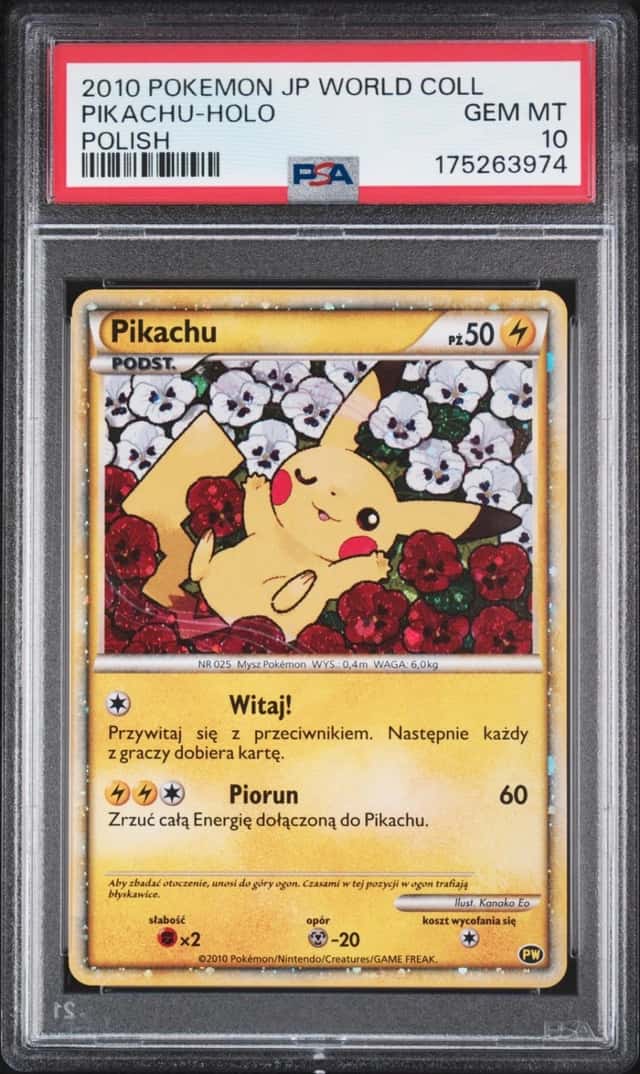 2010 POKEMON JAPANESE WORLD COLLECTION POLISH PIKACHU-HOLO PSA 10