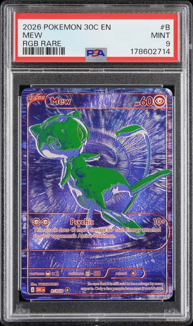 2026 POKEMON 30C EN-30TH CELEBRATION RGB RARE #B MEW PSA 9