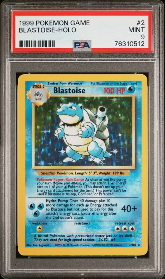 Pokemon Blastoise Base Set Unlimited Holo #2 PSA 9 Mint