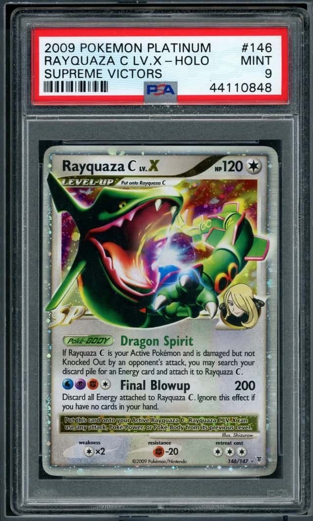 2009 POKEMON RAYQUAZA C LV.X-HOLO PLATINUM SUPREME VICTORS #146 PSA 9