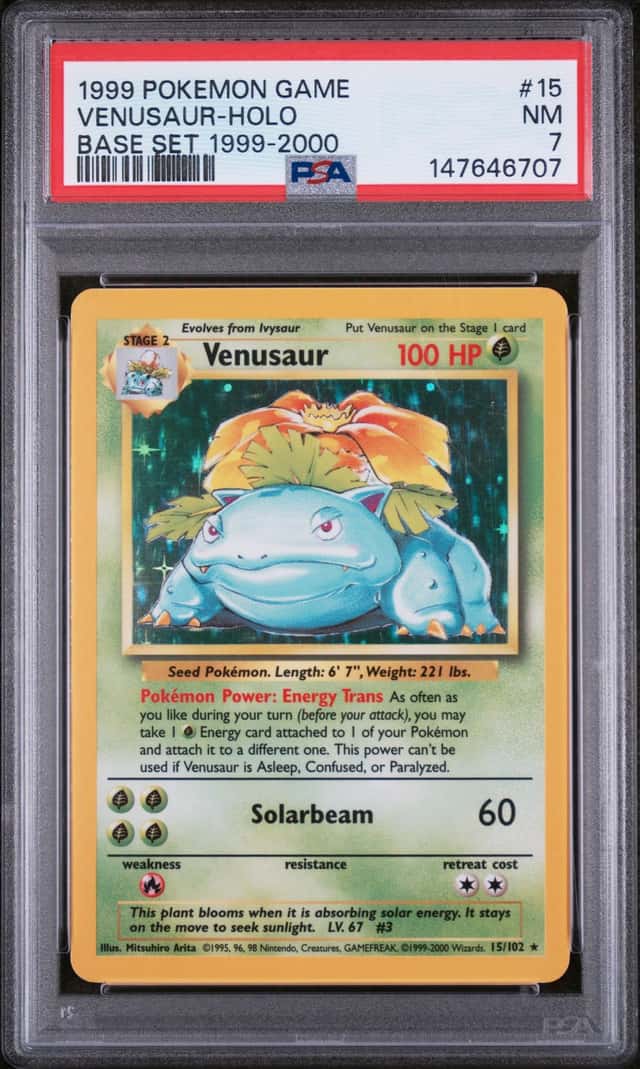 VENUSAUR 1999 POKEMON BASE SET 15/102 RARE HOLO PSA 7 Q7217-2