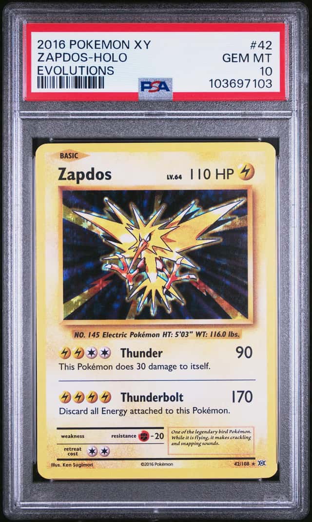 ZAPDOS 2016 POKEMON XY EVOLUTIONS 42/108 HOLO RARE PSA 10 pop 474