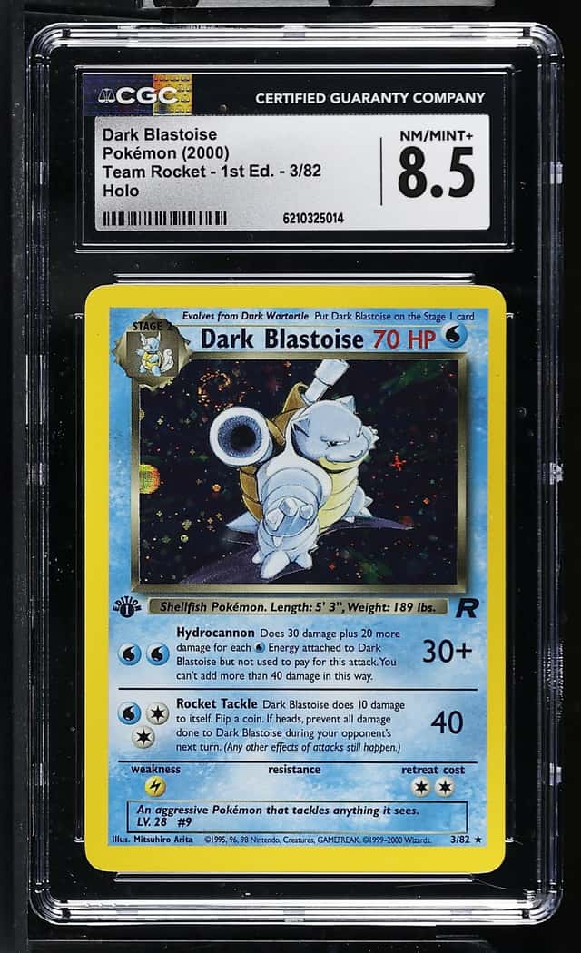 2000 Pokemon Team Rocket 1st Edition #3 Dark Blastoise Holo w/ Swirl CGC 8.5