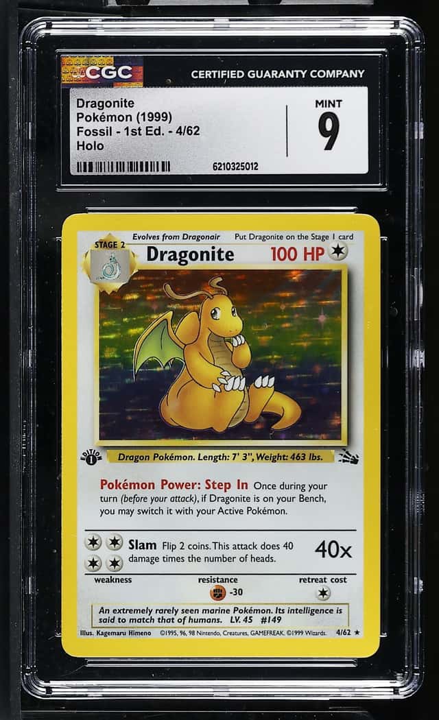 1999 Pokemon Fossil 1st Edition #4 Dragonite Holo CGC 9 MINT