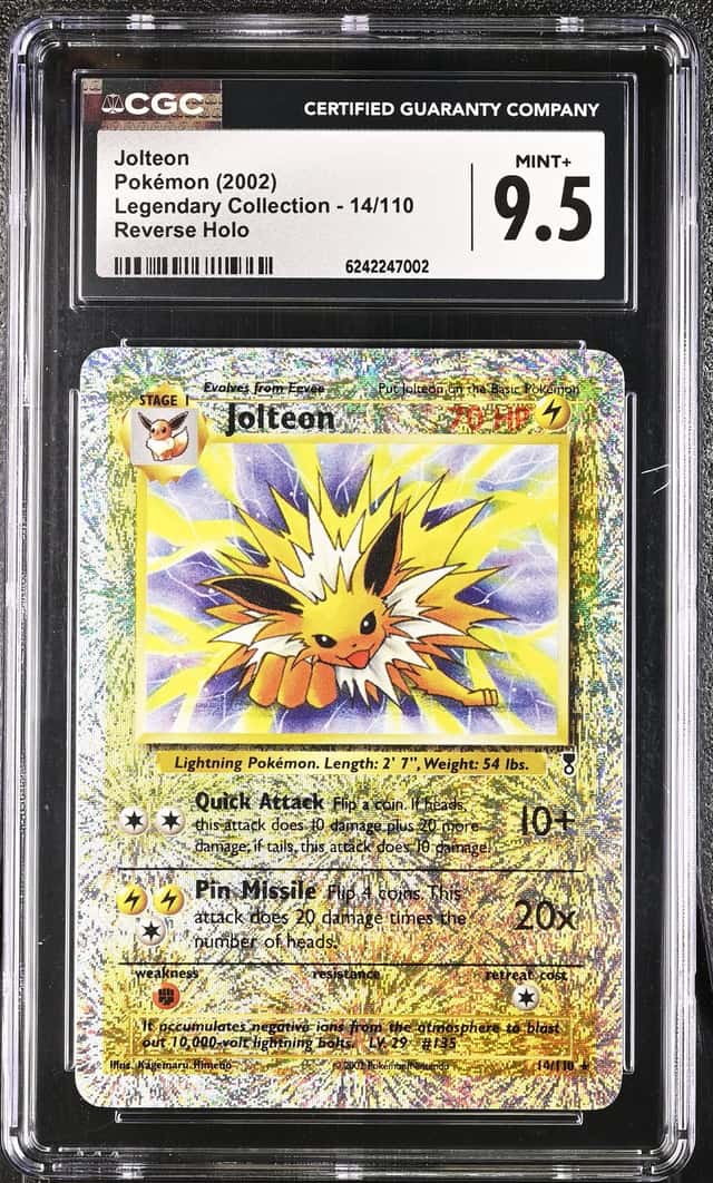 2002 Pokemon Legendary Collection #14 Jolteon Reverse Holo CGC 9.5 MINT+