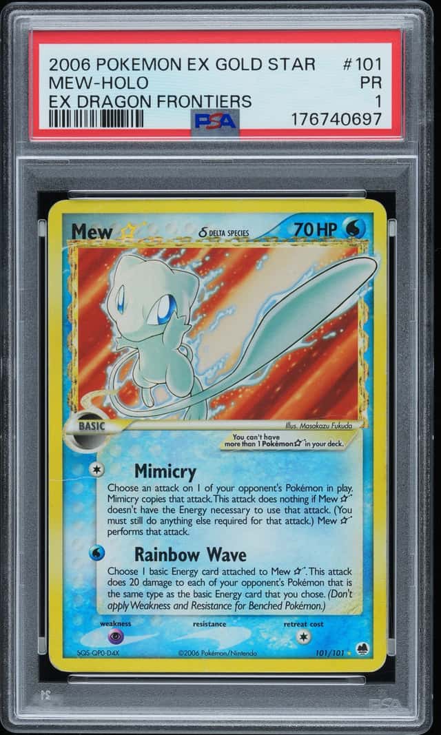 2006 Pokemon Gold Star EX Dragon Frontiers #101 Mew Holo PSA 1