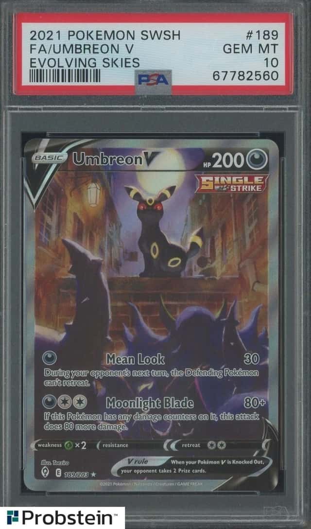 2021 Pokemon SWSH Evolving Skies #189 FA Umbreon V PSA 10 GEM MINT
