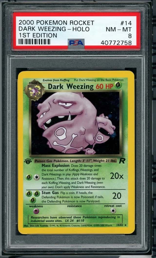 2000 POKEMON DARK WEEZING-HOLO 1ST EDITION ROCKET #14 PSA 8
