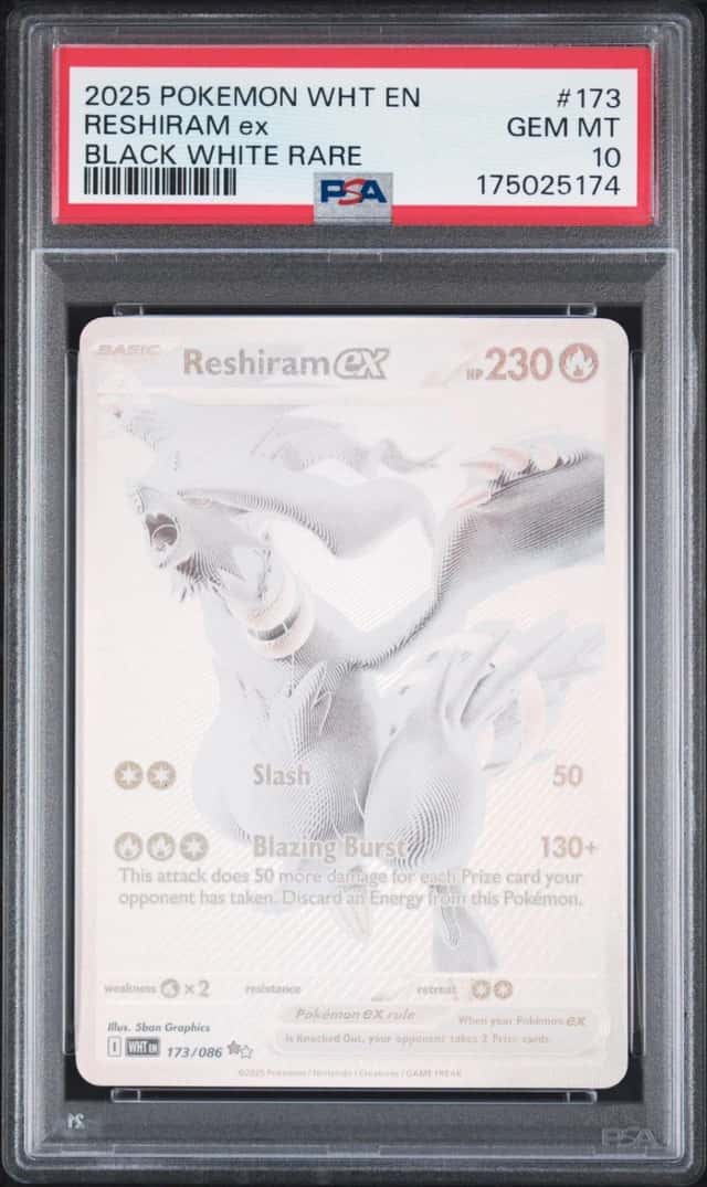 2025 POKEMON WHT EN-WHITE FLARE BLACK WHITE RARE #173 RESHIRAM EX PSA 10