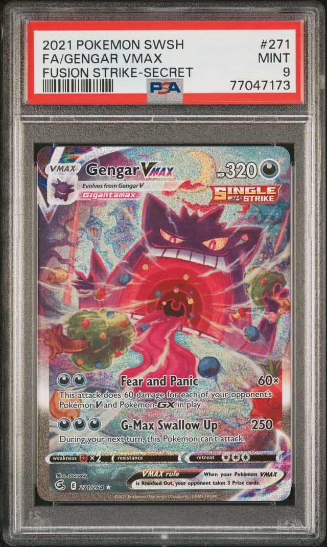 GENGAR VMAX 2021 POKEMON FUSION STRIKE 271/264 FULL ART PSA 9 Q3963-7