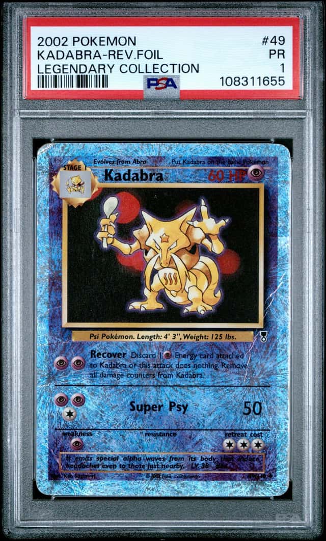 2002 Pokemon Legendary Collection Kadabra Reverse Holo #49/110 PSA 1