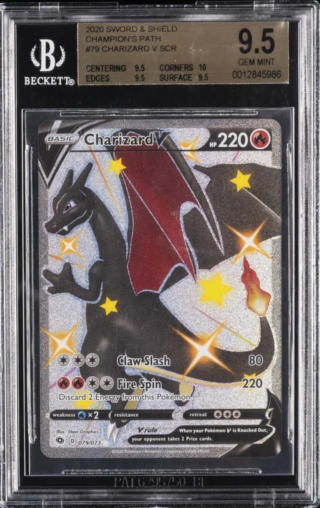 2020 POKEMON SWORD & SHIELD CHAMPION'S PATH SECRET FULL ART/CHARIZARD V BGS 9.5