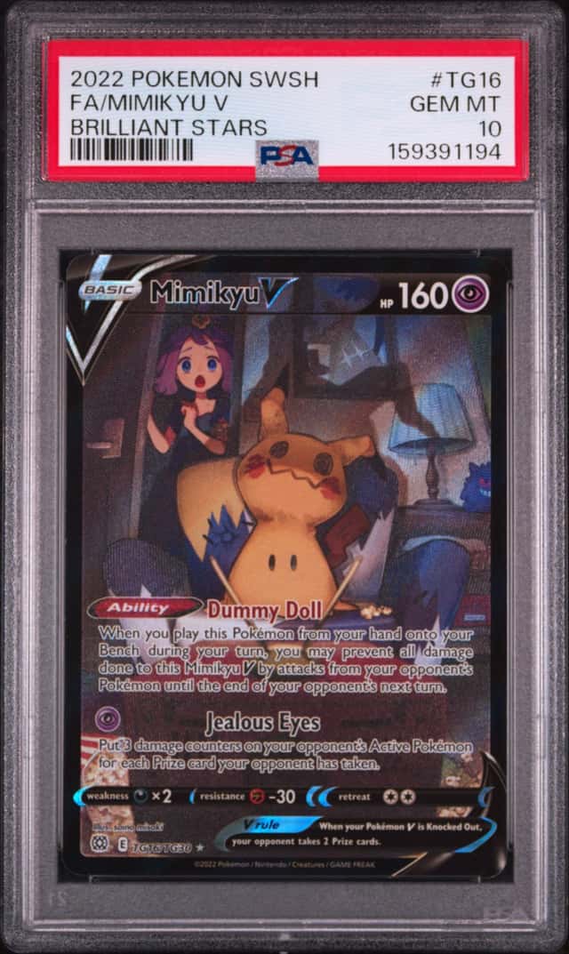 2022 Pokemon SWSH Brilliant Stars Mimikyu V Trainer Gallery FA #TG16/TG30 PSA 10
