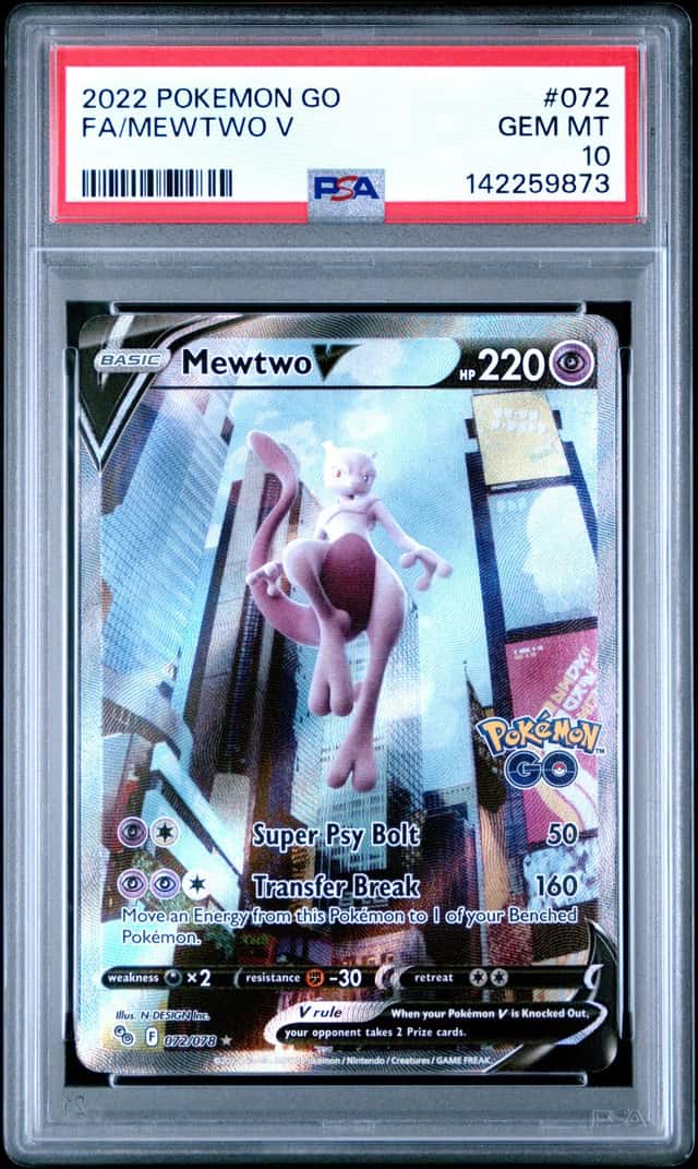 MEWTWO V 2022 POKEMON GO 072/078 FULL ART PSA 10 Q3963-7