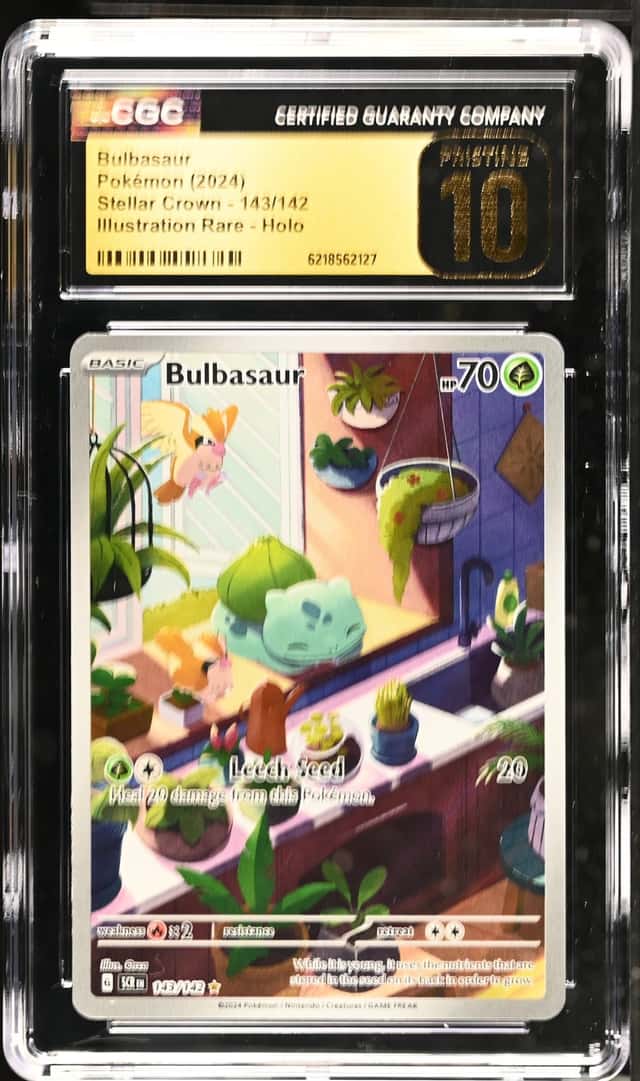 2024 Pokemon Stellar Crown Bulbasaur Holo Illustration Rare #143/142 CGC 10
