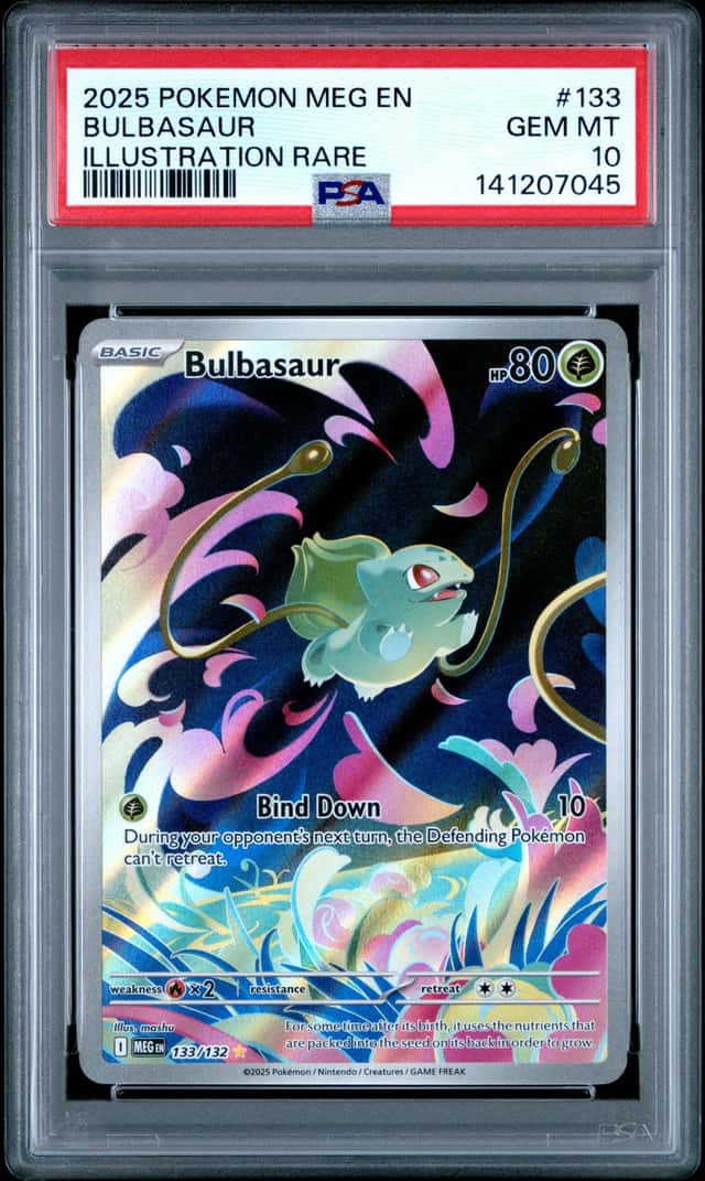 7045 Bulbasaur 2025 Pokemon Mega Evolution #133/132 Illustration Rare PSA 10